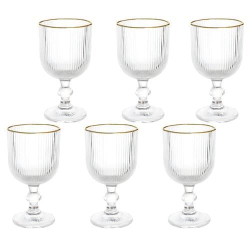 Conjunto 6 Taças Vidro Versalhes 260ml Vinho Elegantes Sobremesa Festa