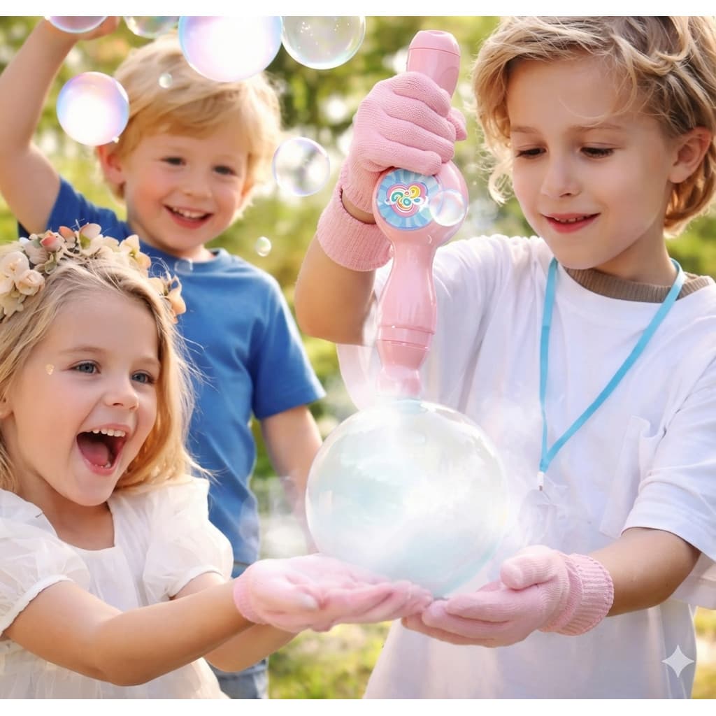 Brinquedo Varinha Mágica Bolhas Interativas Efeito Fumaça com Luvas