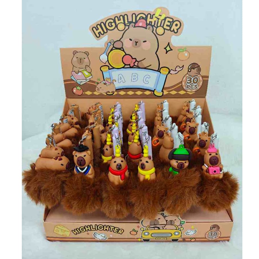 Caneta Capivara PomPom  Papelaria Fofa Material Escolar em Gel Ponta Fina com Tinta Preta