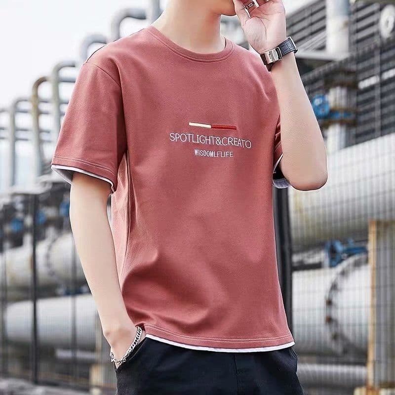 Camiseta masculina de manga curta verão na moda corpo camiseta magro-ajuste versão coreana Street Wear masculino em torn