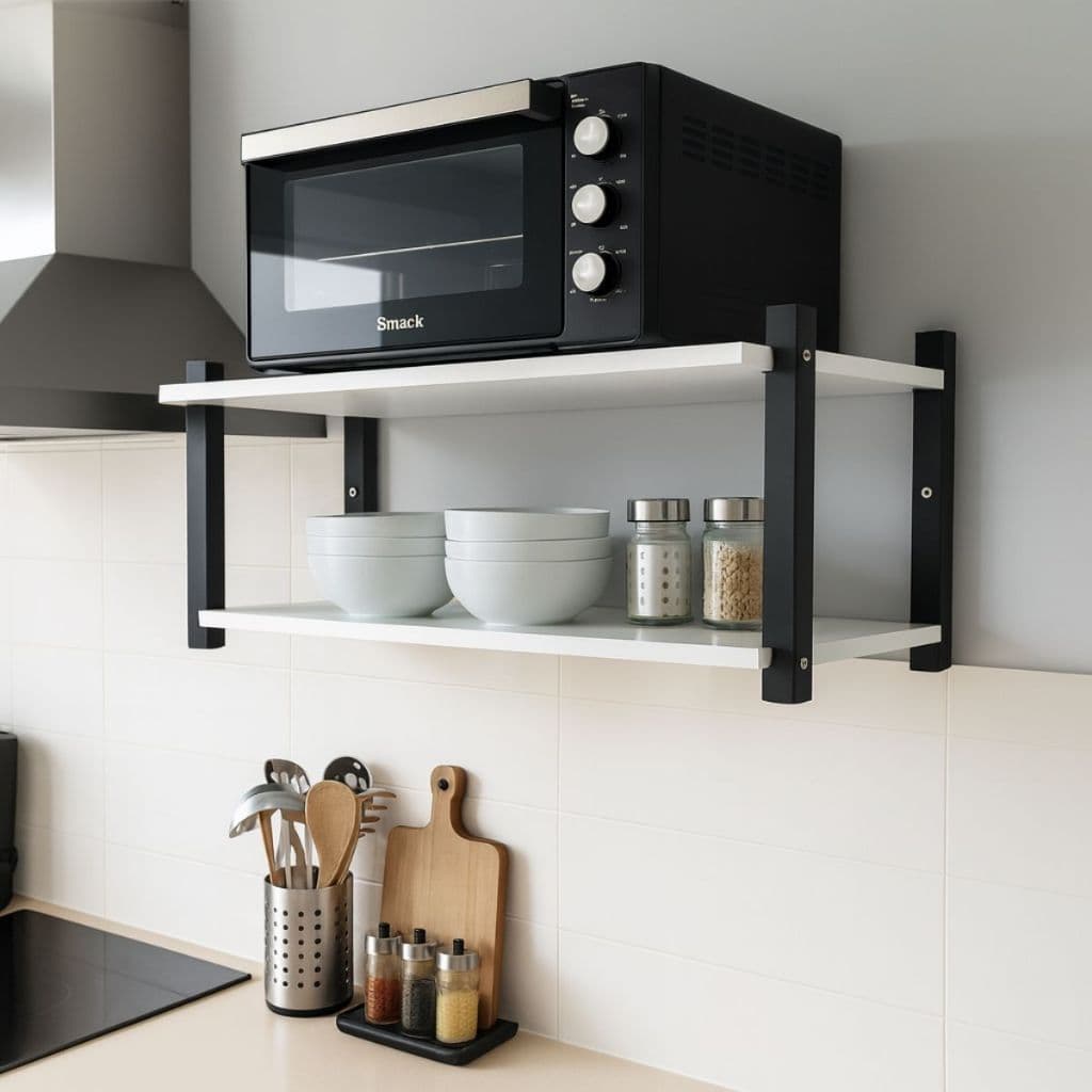 Suporte Microondas Air Fryer Cafeteira Prateleira Suspensa de Parede Organizador Cozinha