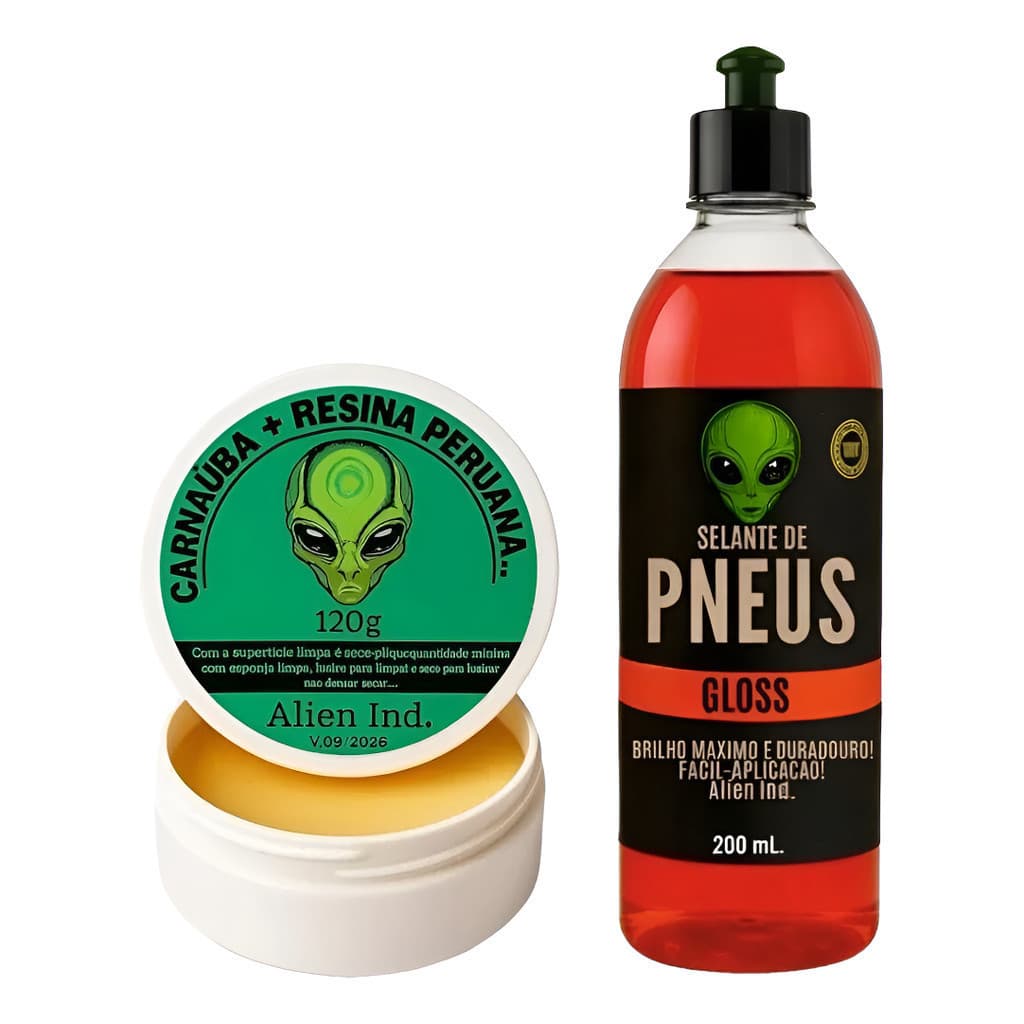 Kit Cera Alien Recupera Pintura Queimada + Pretinho para Pneus 200 ml