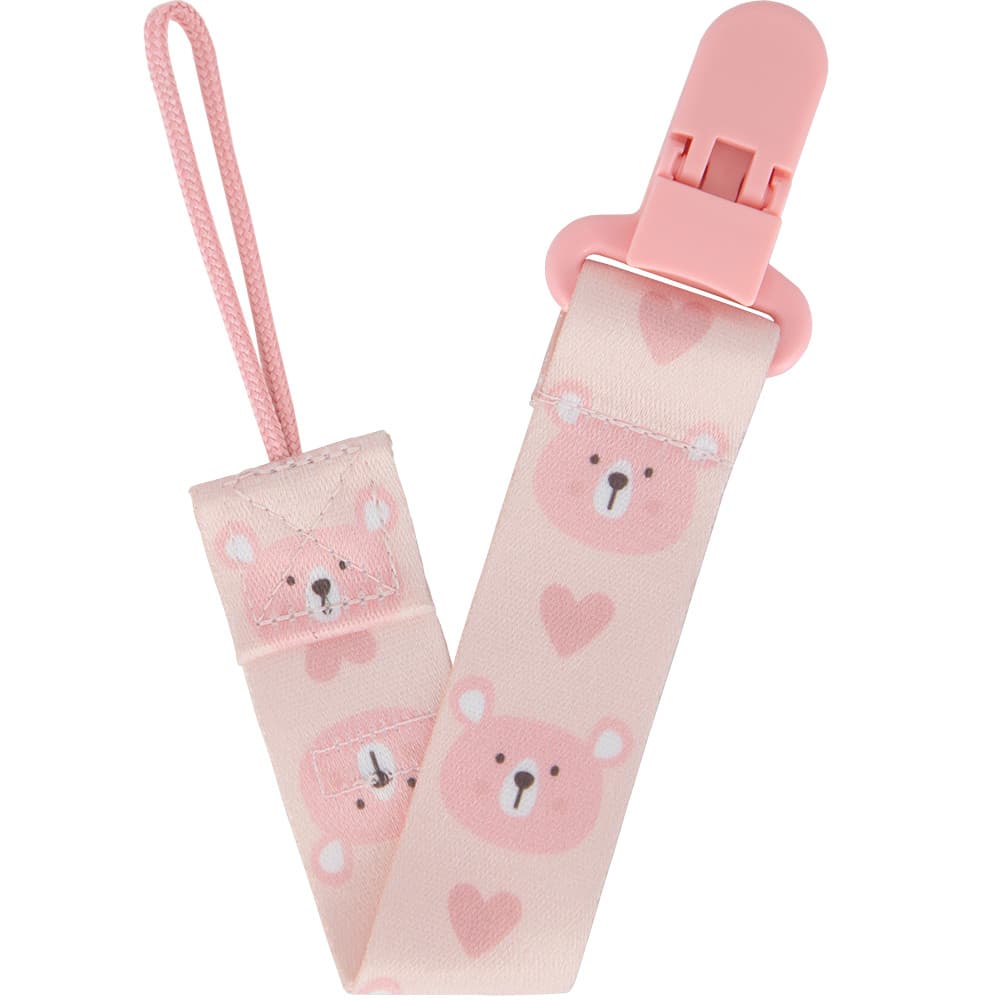 Prendedor De Chupetas Buba Feminino Com Trava Ursinho Bebê Rosa