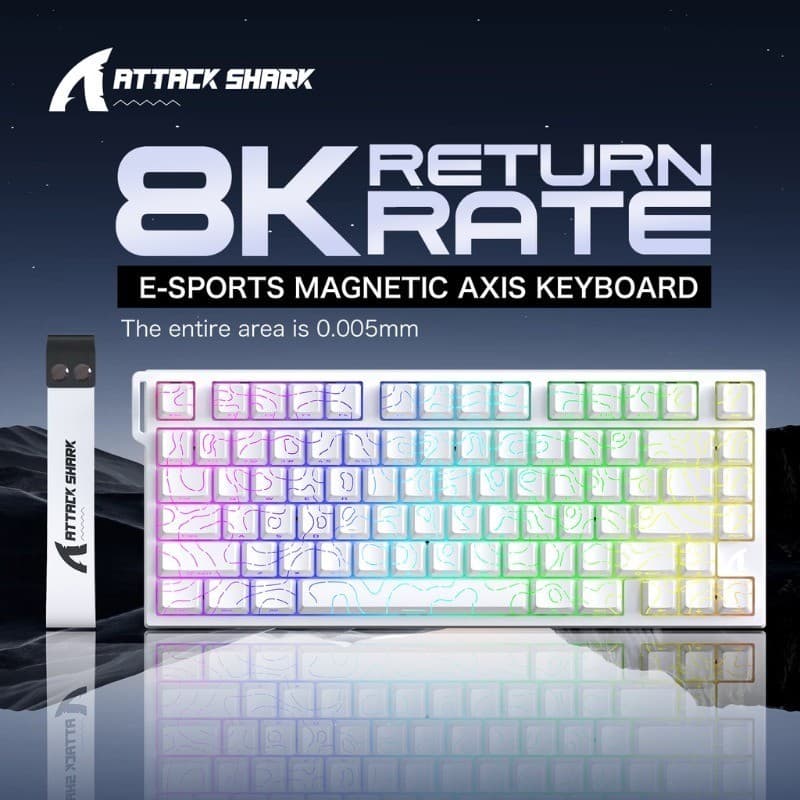 Attack Shark R82 HE 75 % RGB Teclado Com Fio 8000Hz Polling Interruptores Magnéticos De Latência De 0.08 Ms Gatilho Rápi
