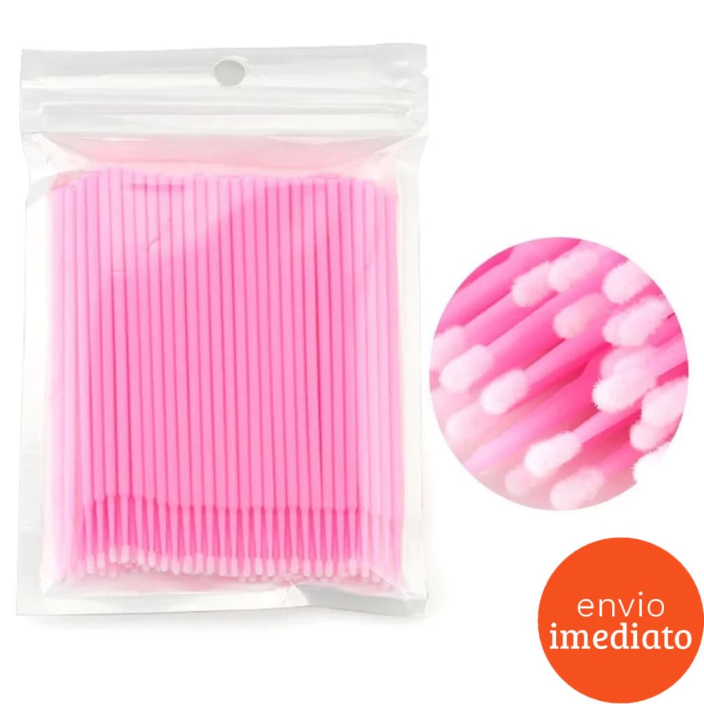 100 Microbrush Cotonete Alongamento Extensão De Cílios Fio A Fio