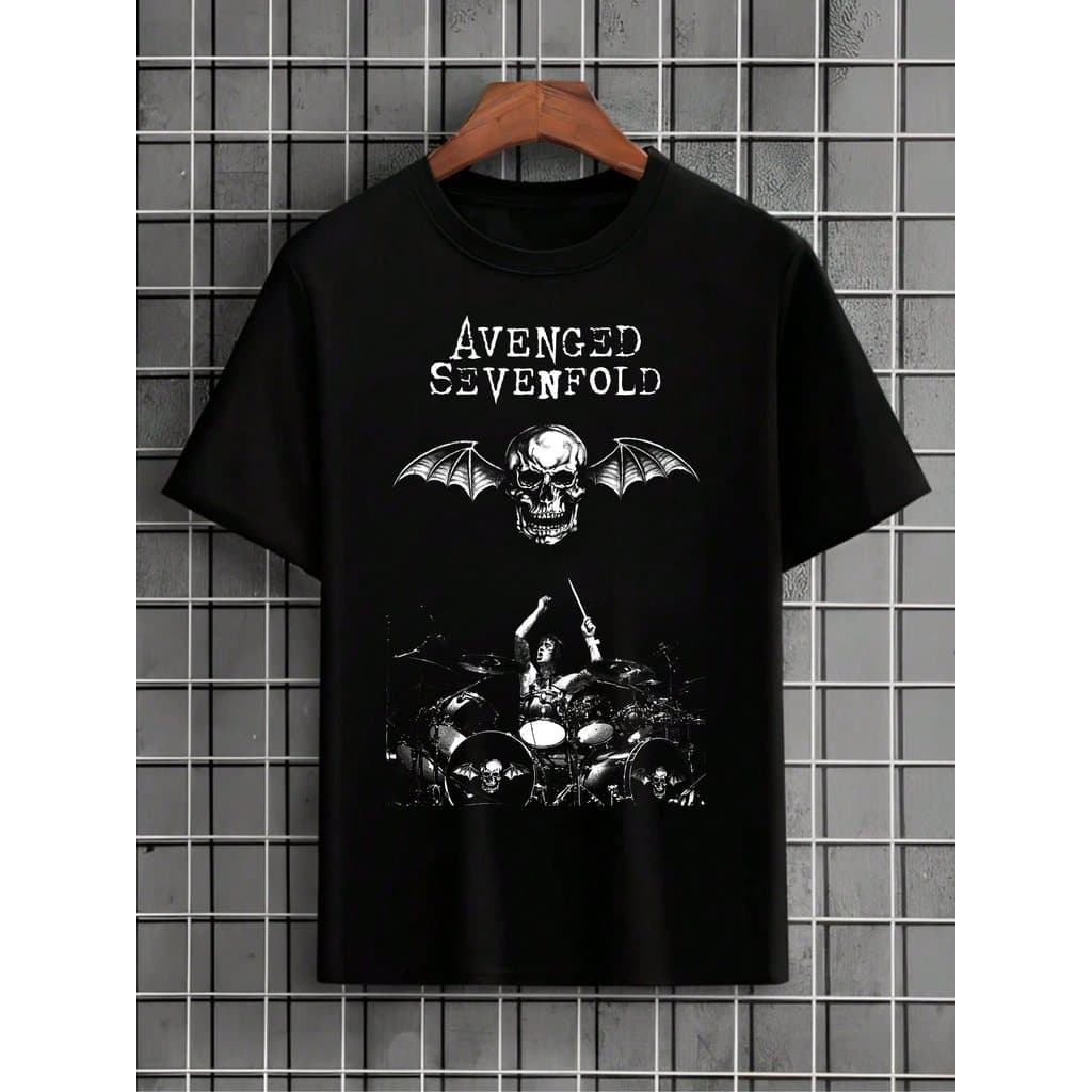 Camiseta Avenged 7Fold The Rev Baterista Rock Musica Camisa Blusa Unissex Masculino Feminino 100%Algodão Preto Plus Size