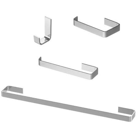Kit para Banheiro Quadrado Cromado 4 Peças - Inox Alumínio Acessórios Conjunto de Banheiro Completo