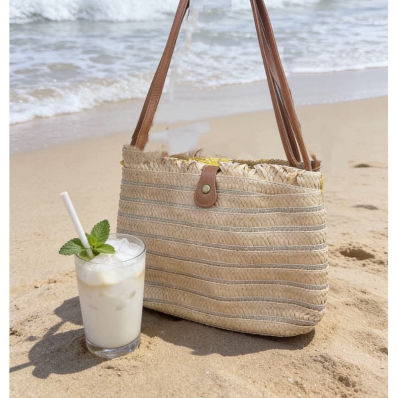 Bolsa  de palha moda praia verão / menina Moda praia