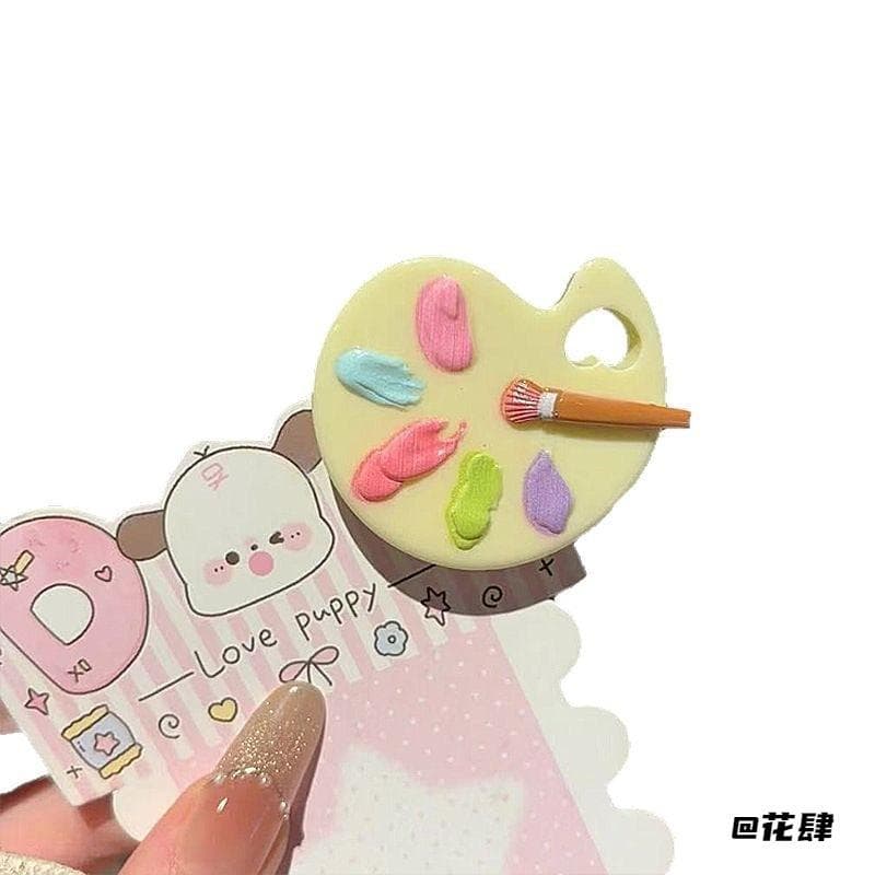 Mini prancheta de desenho grampo de cabelo simulação paleta de cores bonito Duckbill clipe simulação paleta de cores gra