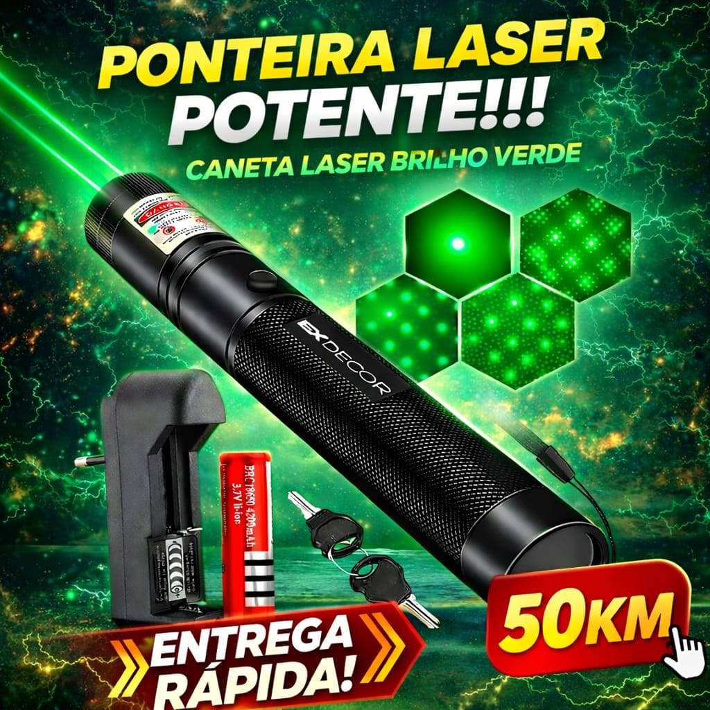 Caneta laser point verde ultra forte alcance de 50km