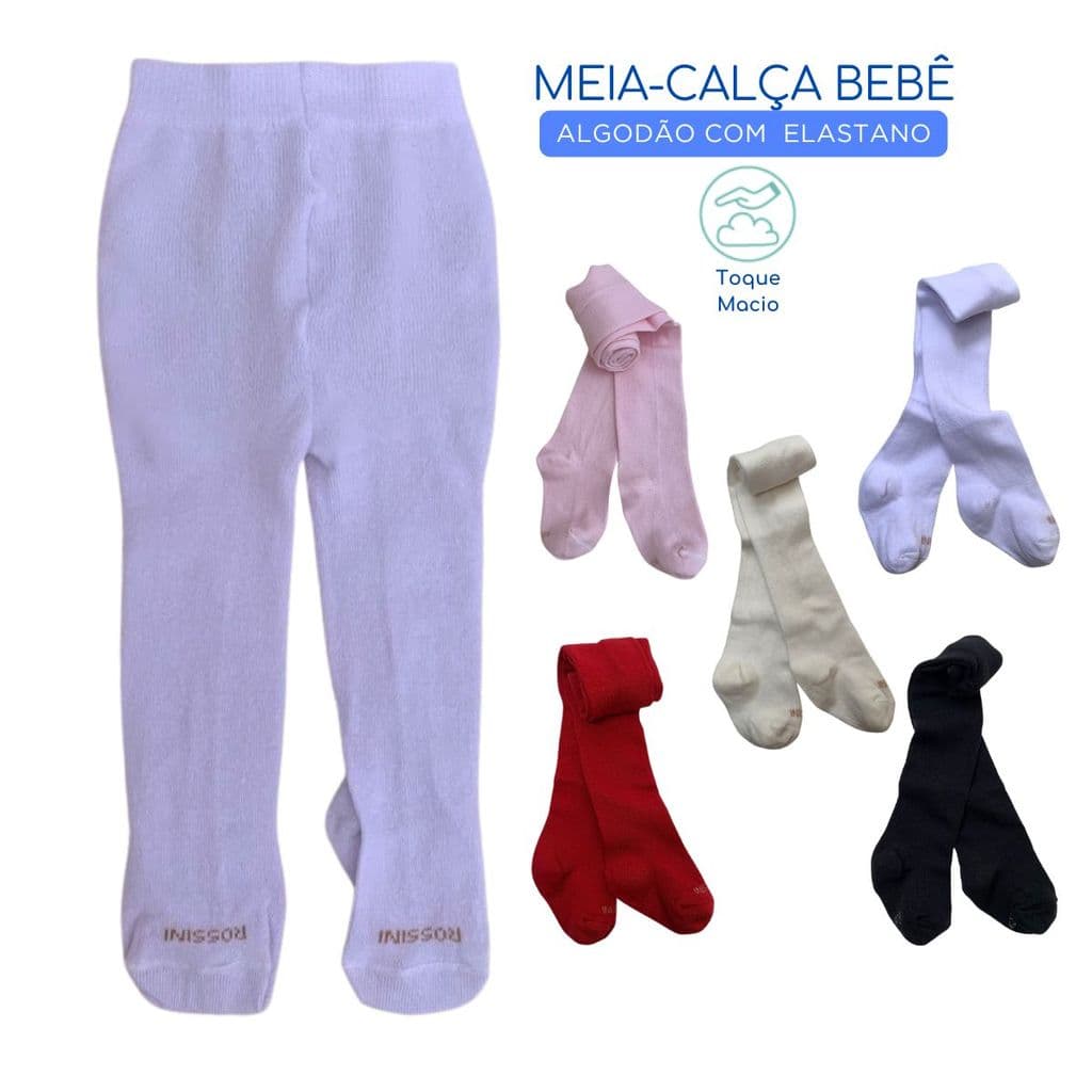 Meia Calça Bebê Festa Batizado Algodão Fio 80