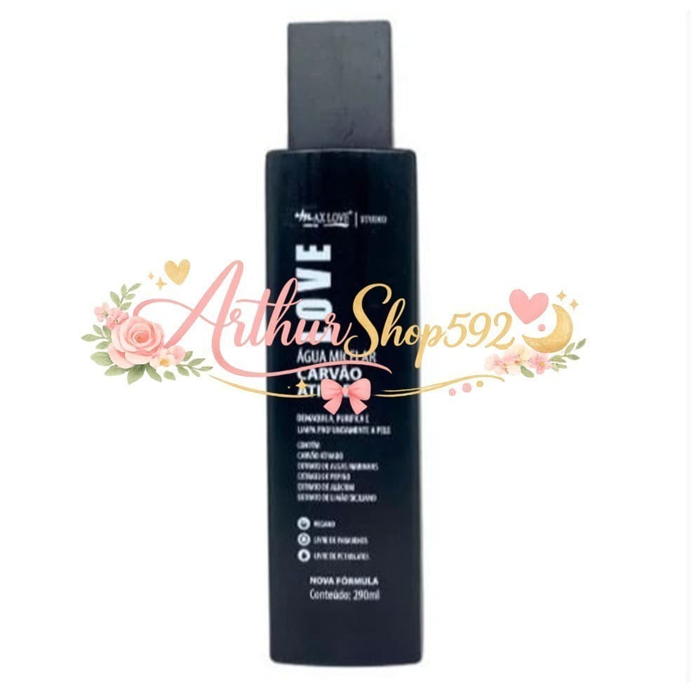 (V)Água Micelar Carvão Ativado Max Love 290ml9G43