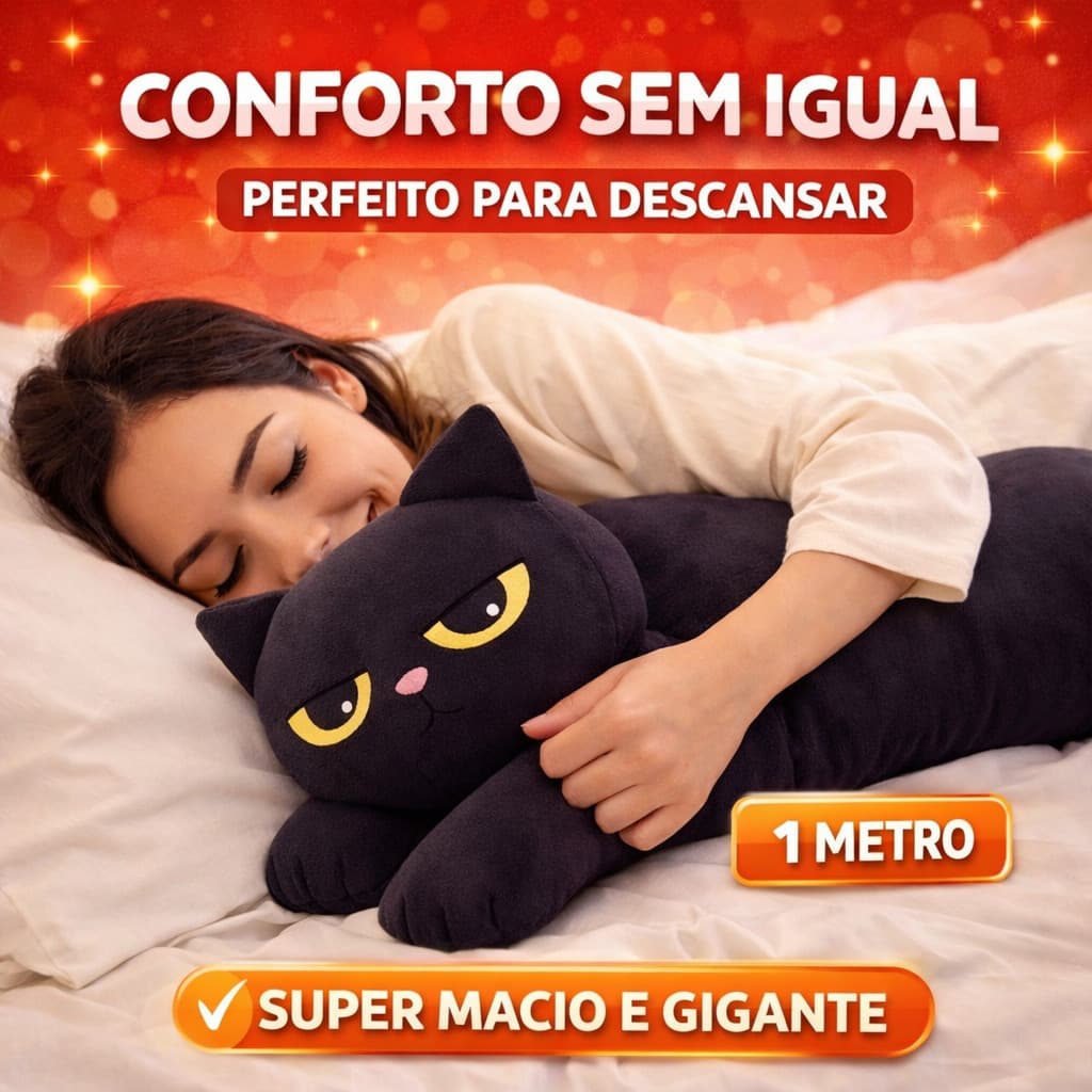 Gato Preto 1 Metro e 50 cm Pelúcia Gigante Almofada Grande Super Macia Presente b Decoração