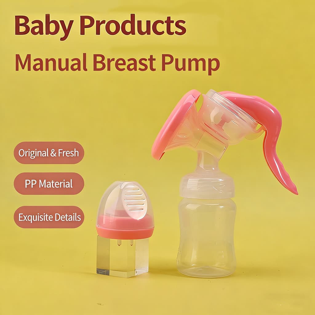 [Conjunto de mamadeira PP] Bomba tira leite de massagem Manual Bomba tira leite suave de sucção ajustável Rosa / Branco