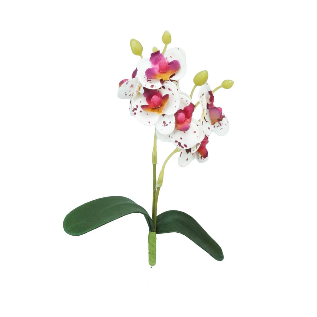 Haste Artificial de Orquídea  Branca Pintada 18 cm