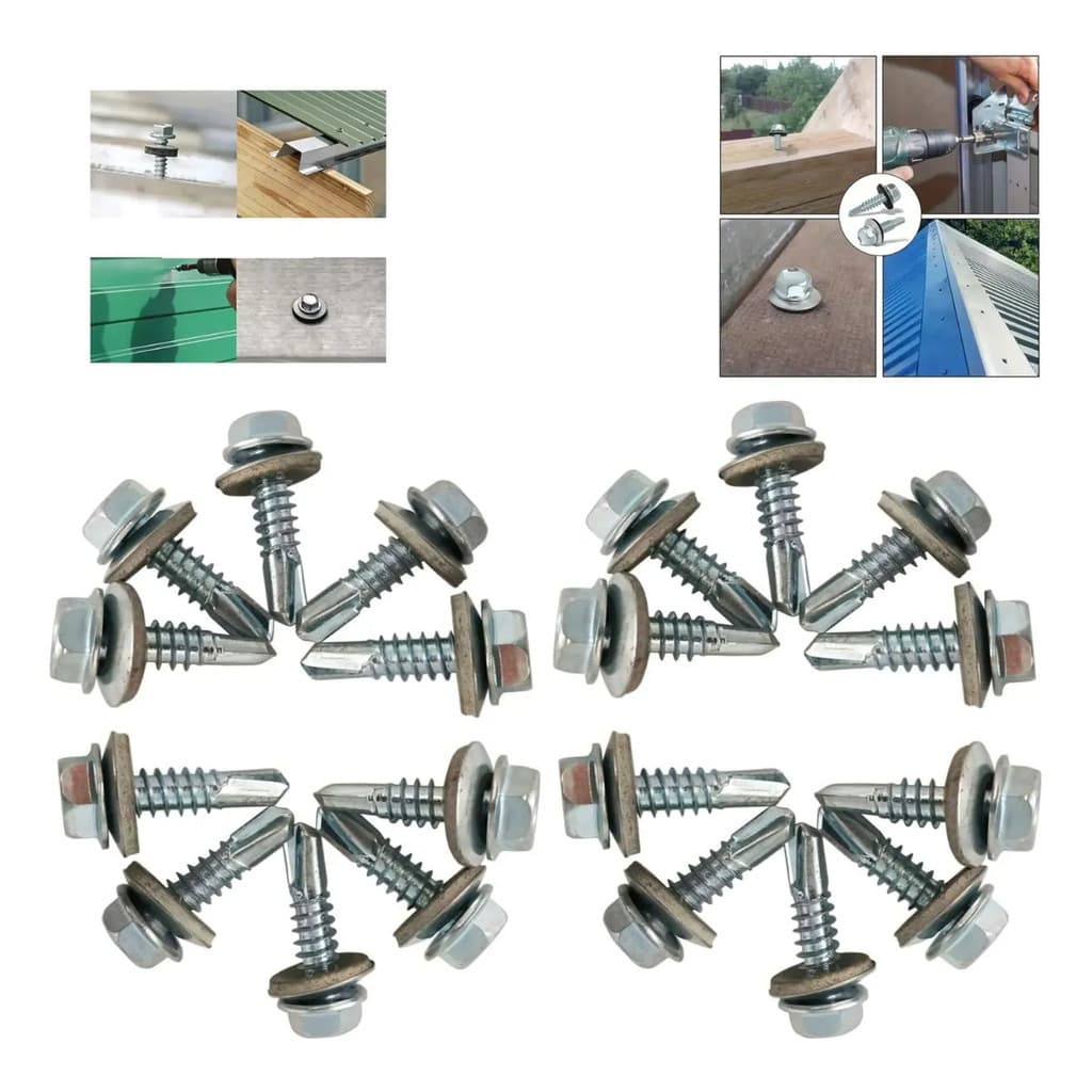 Parafuso Auto Brocante Para Telhas Estruturas Metalicas Chapas E Rufos 5,5x19mm 100un