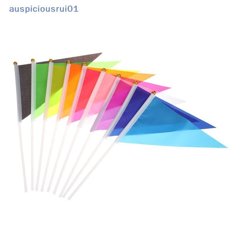 10 Pçs Bandeiras Triangulares Coloridas Com 10 Mastros De Bandeira De Plástico À Mão Pequenas Para Marcação Jardim Grama