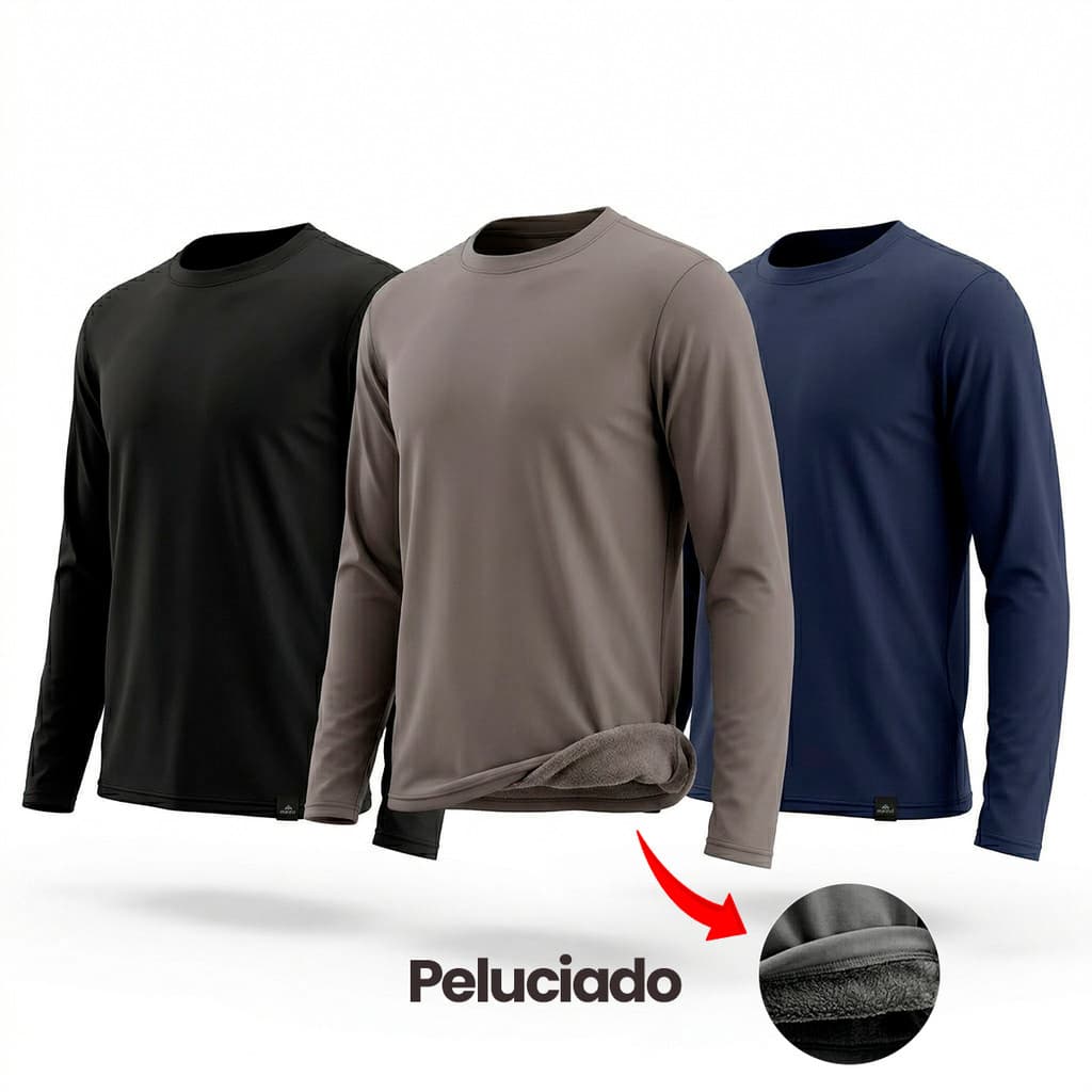Camiseta Manga Longa Peluciada Com Elastano Proteção UV30+ Segunda Pele ST133-A