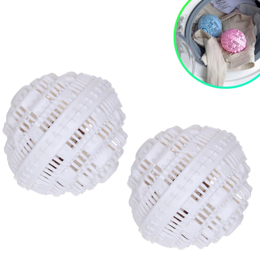 Kit 2 Bola Mágica Lava Roupas Reutilizavel Tira Pelos Fiapos Ecológica Econômica Esfera 1000 Lavagem