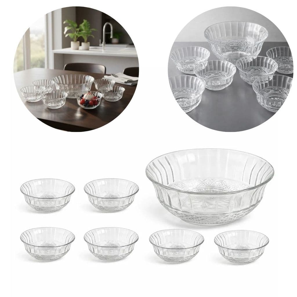 Conjunto Bowl de Vidro 1,4L + 6 Bowls de 245ml Konia Dumiat