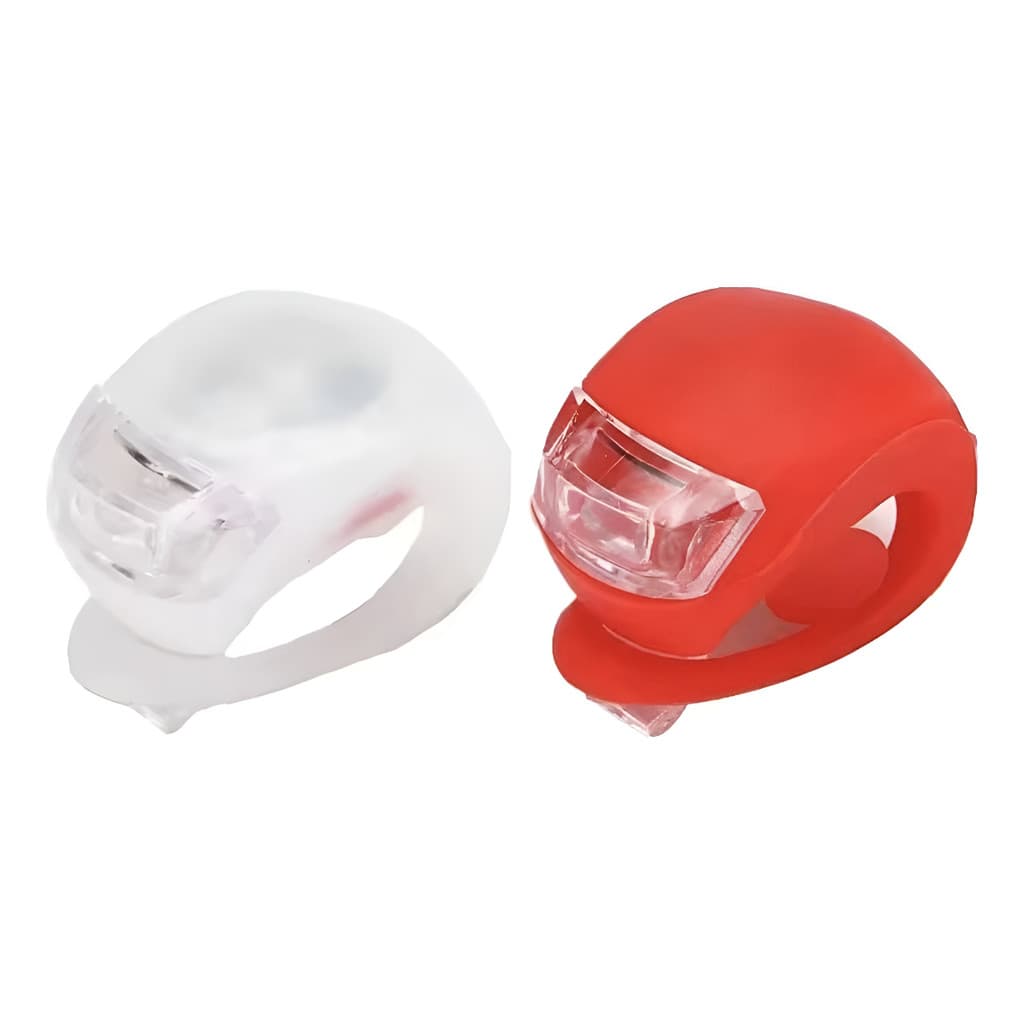 Lanterna Bicicleta Prendedora Silicone Led 02 Farol E Freio Vermelho E Branco