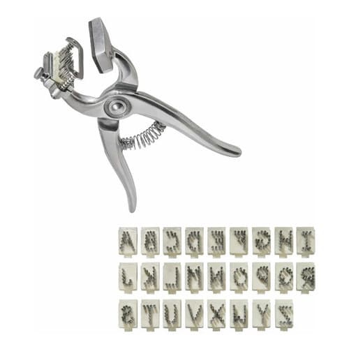Tatuador Orelha Bovino 5 Posições 10mm +26 Letras 50 Números