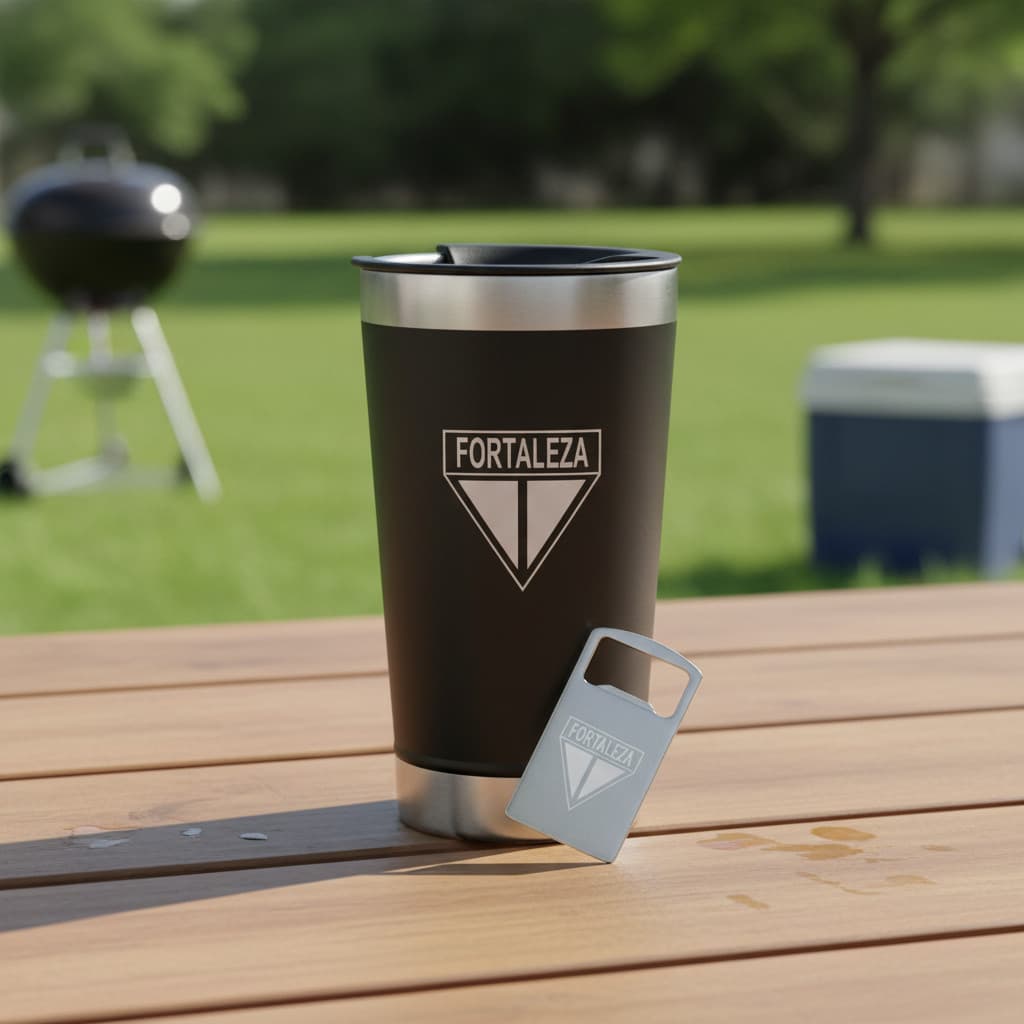 Copo Térmico E Abridor Time Fortaleza Nome Personalizo Inox