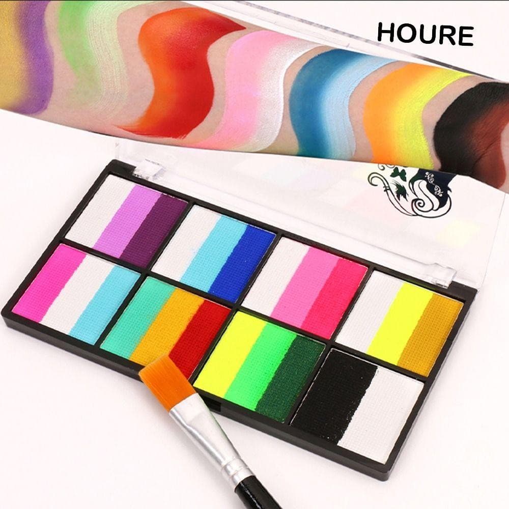 Kit De Pintura Facial Corporal HOURE , Colorida Multicolorida De Arte  Ferramenta De Maquiagem De Halloween Lavável Par