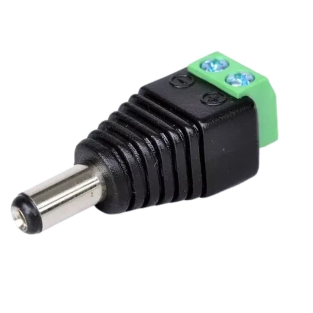 Kit 5 Conectores Fêmea e Macho | P4 2.1mm 12V com Borne para CFTV e Fita LED