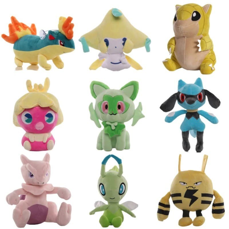 Pokemon Pikachu Pelúcia Mew Jirachi Celebi Quilava Sprigatito Smoochum Elekid Peluche Brinquedos Hobbies