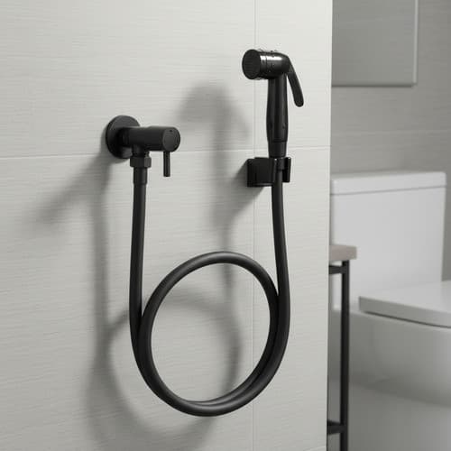 Ducha Intima Completa 1/4 Volta Banheiro Abs Preta Eurofix Preto Fosco