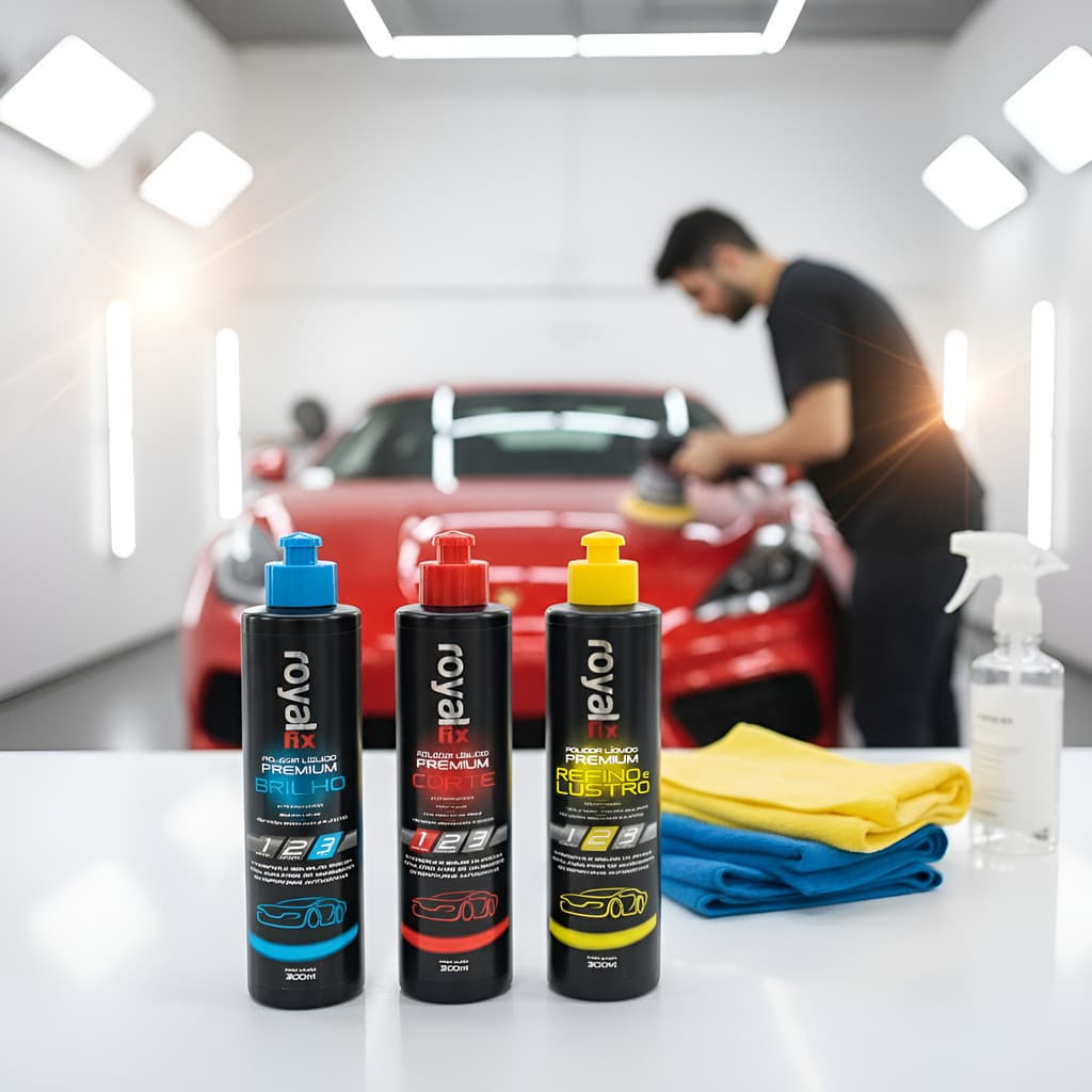 Kit Polimento Automotivo Polidor Corte Refino Lustro Brilho Branco