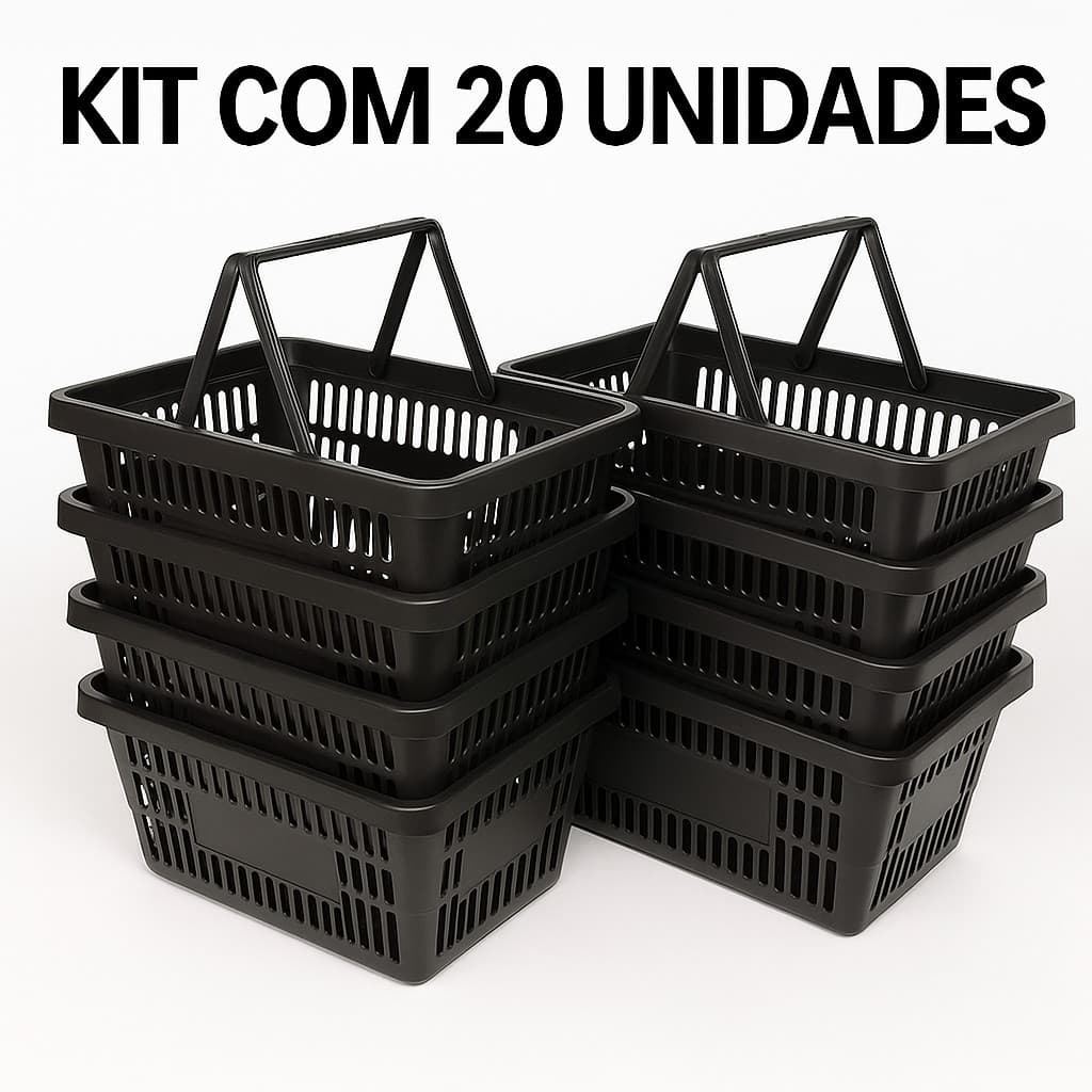 Kit 20 Cestinhas Cestas Plásticas Reforçadas 44cm Lojas e Mercados