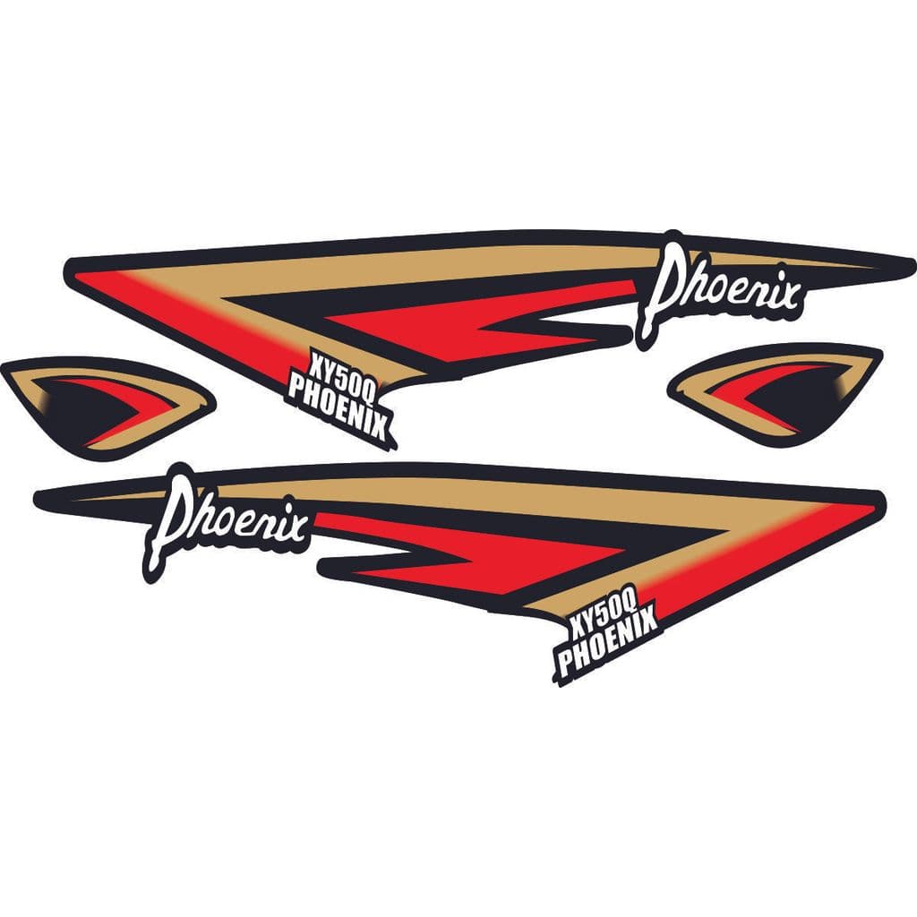 Kit Adesivos Shineray Phoenix XY50Q - Dourado e Vermelho