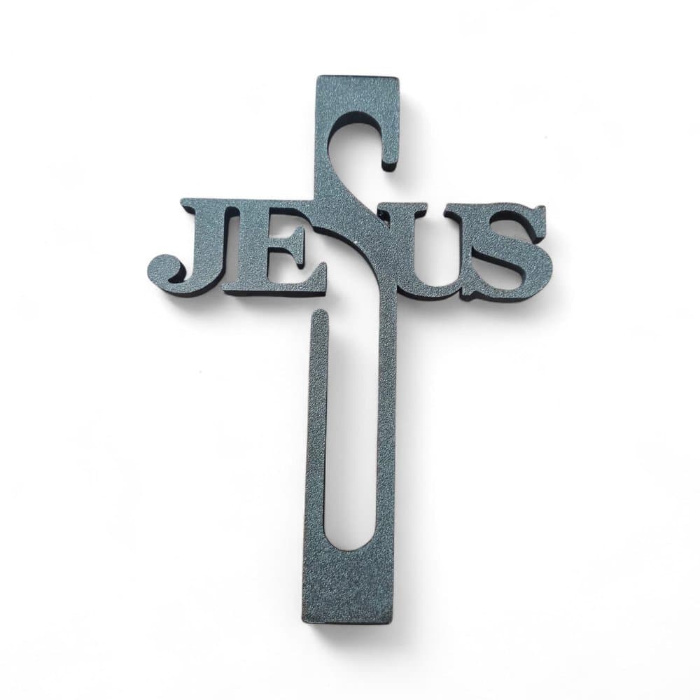 Palavra Decorativa JESUS – Fé que Acolhe seu Lar prata