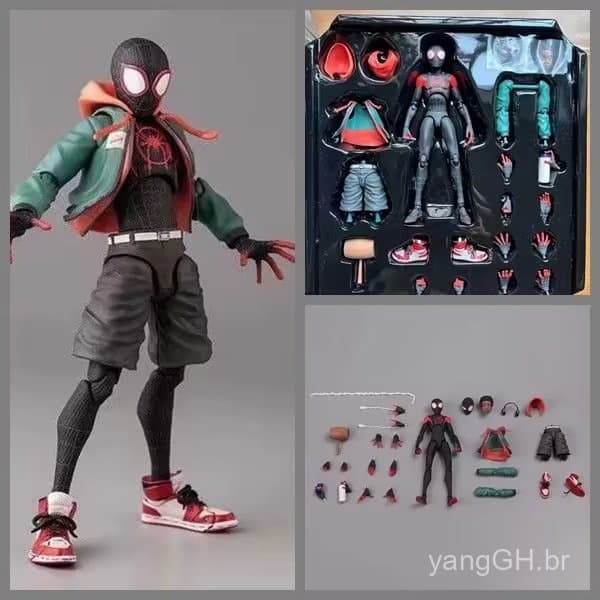 Marvel SHF, Homem-Aranha, Universo Paralelo 2, Através do Universo, Figura de Ação Miles Morales Modelo em Caixa