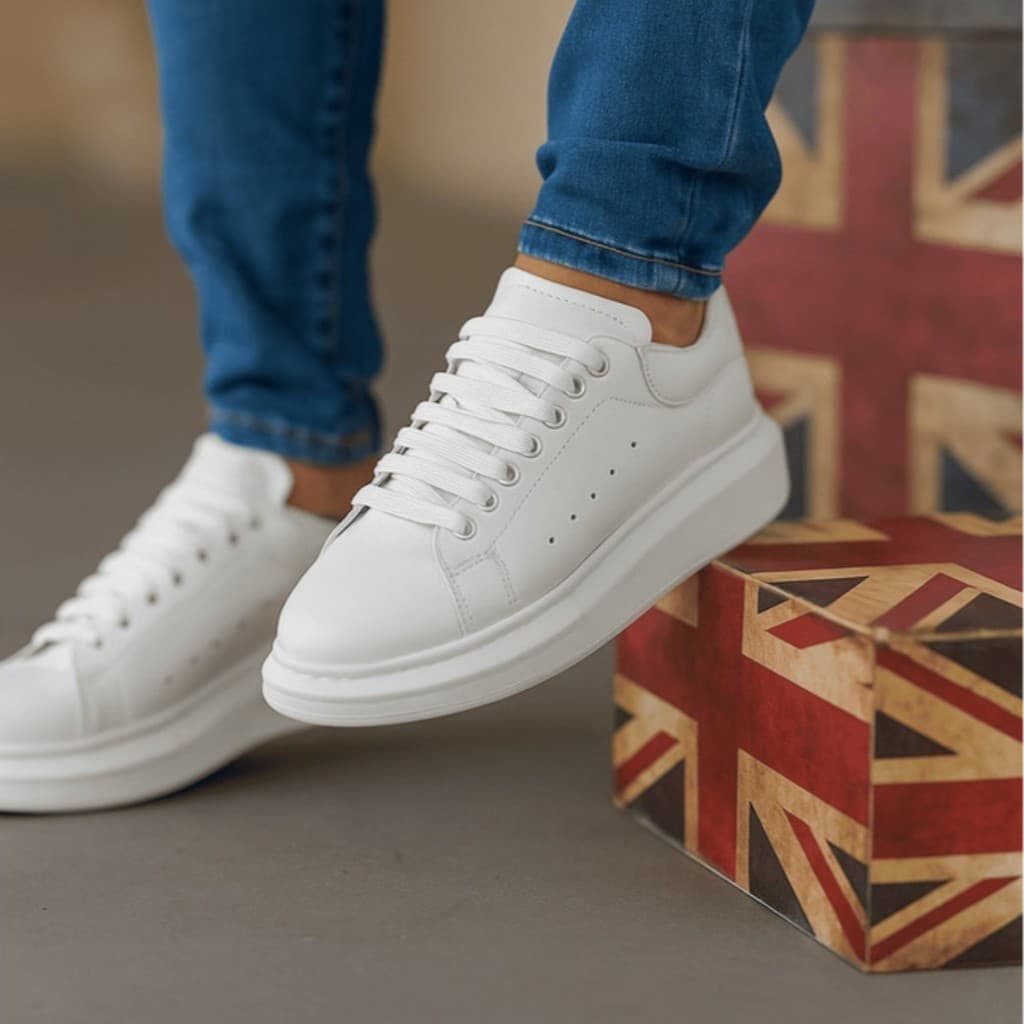 Tenis Casual Masculino Sola Alta 5cm Oversize Sneaker Clássico Branco