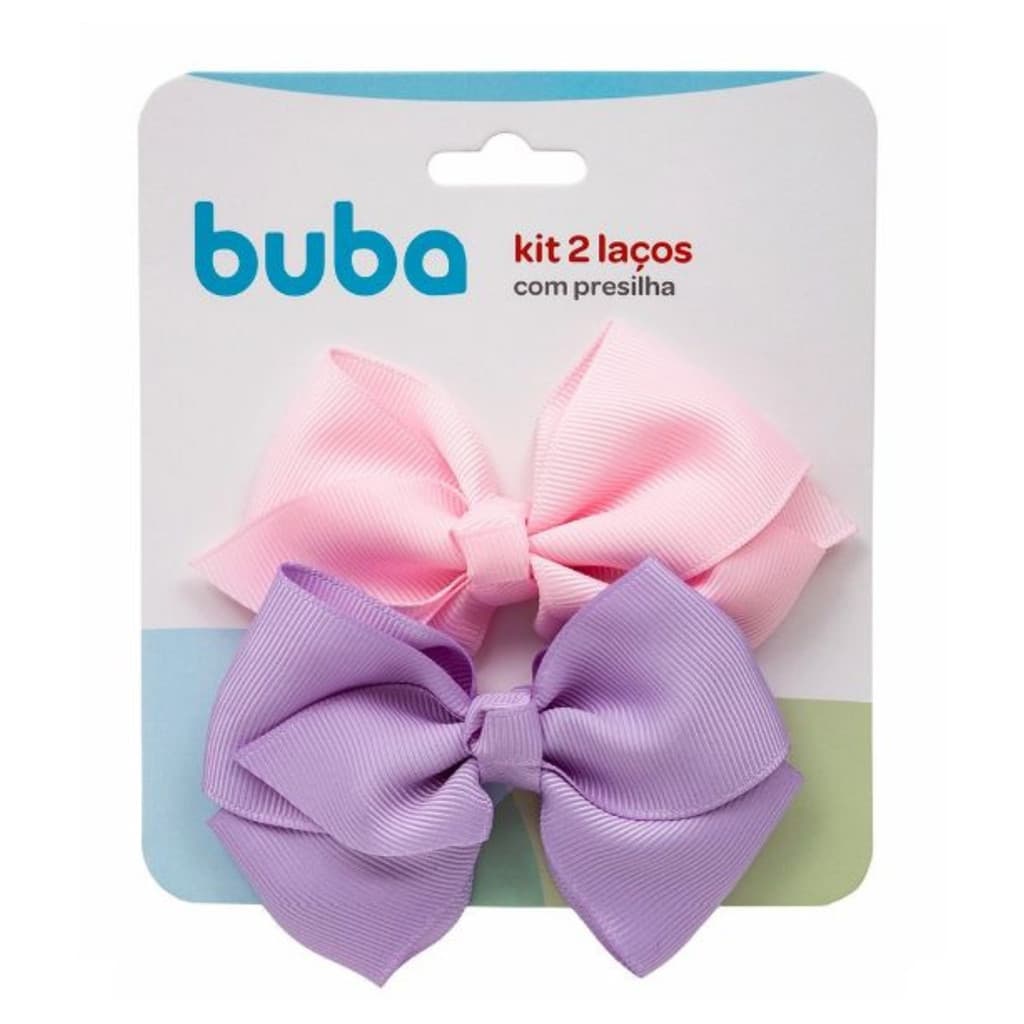 Conjunto 2 Presilhas Laço Buba Rosa e Lilás Infantil Médio