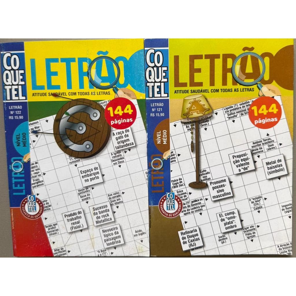 Kit 02 Livros Palavras Cruzadas Coquetel - Nível médio- Letrão