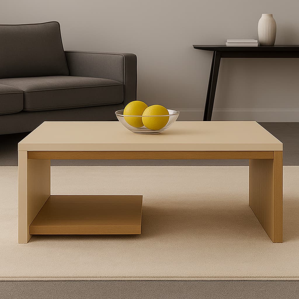 Mesa de Centro Retangular para Sala Moderna Luxo Decorativa com Prateleira Porta Revista