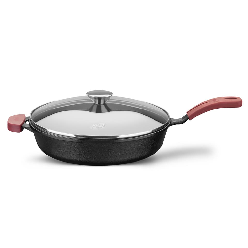 Frigideira de Ferro Fundido Com Tampa de Vidro 3,1L Cabo de Silicone MTA