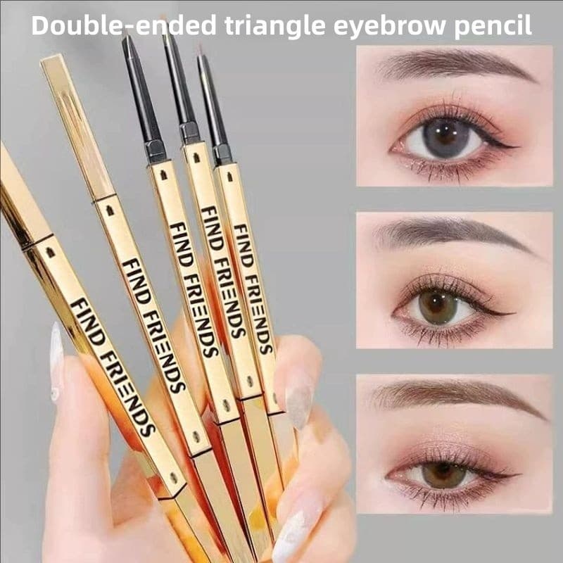 Lápis De Sobrancelha De Cabeça Dupla Com Pincel Caneta Triangular Ultrafina De Longa Duração À Prova D'água 4 Cores Fino