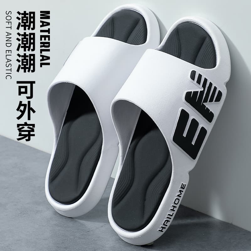 Chinelos masculinos novo estilo de sola grossa interior uso doméstico banheiro banho antiderrapante casal chinelos ao ar