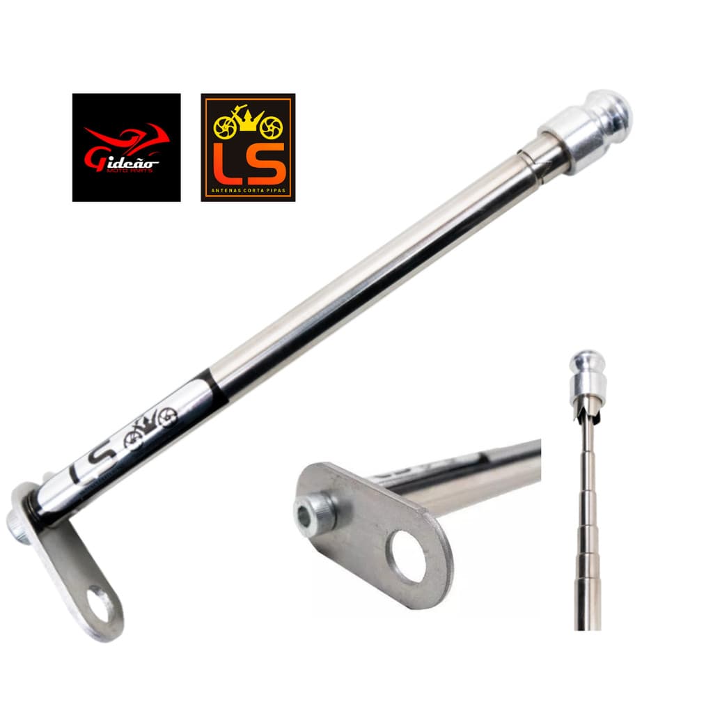 Antena Retrátil Corta Pipa Moto 6 Estágios Retrovisor Aço Inox Cromada para Burgman / Foto Real
