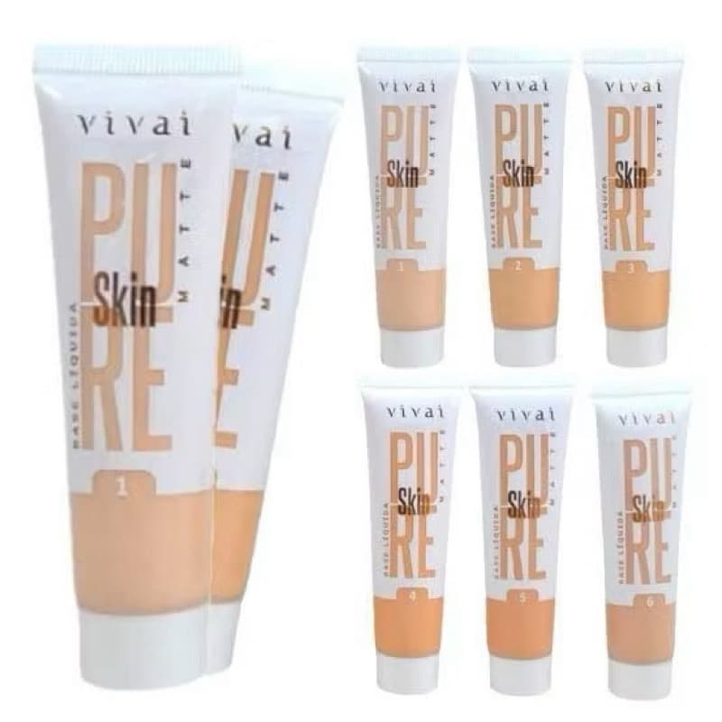 Base Líquida Matte Vivai Pure Skin Alta Cobertura Longa Duração Controle Oleosidade