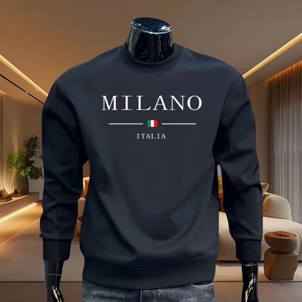 Moletom Flanelado Itália Moda Hoodies para Homens Alta Qualidade Diário Casual Manga Flanelado