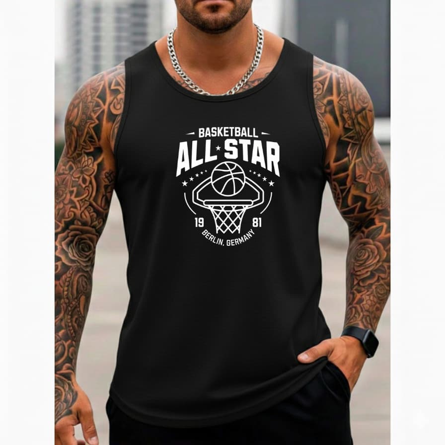 Regata Masculina Algodão Premium Estampa Star Envio Imediato