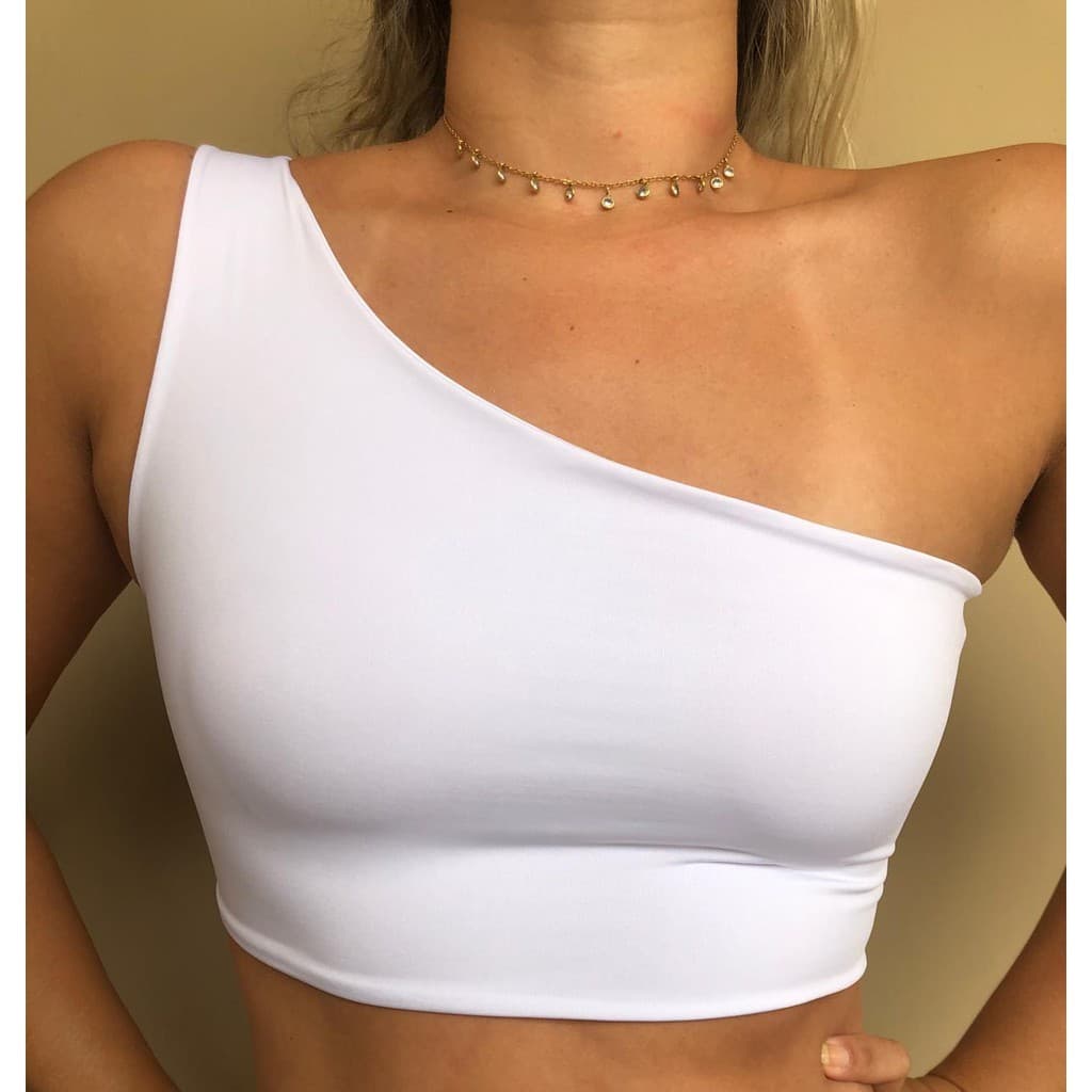 Cropped top um ombro só branco