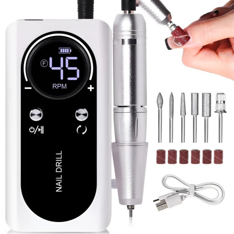 45000RPM Lixadeira De Unhas Elétrica Portátil Recarregável Para Polimento De Gel Salão De Manicure Doméstico