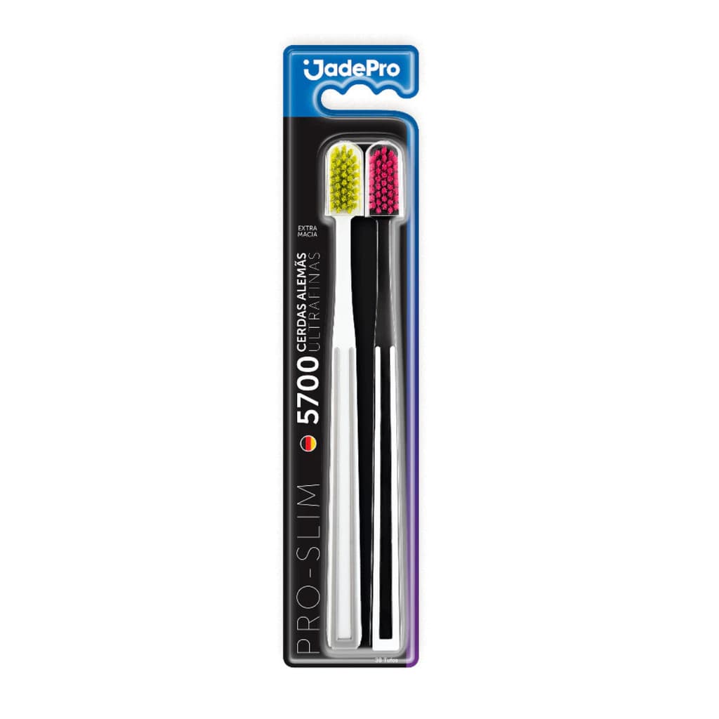 Kit 2 Escovas de Dente Pro-Slim 5700 Jadepro cerdas alemãs Extra Macia